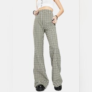 Free People Black and White Checkered Wide Leg Pants